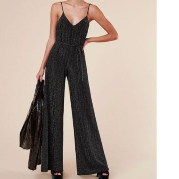 Reformation Pants - Reformation Koda Wide Leg Jumpsuit with Sparkles Metallic